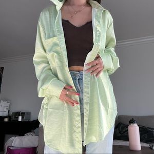 Green patterned button up shirt